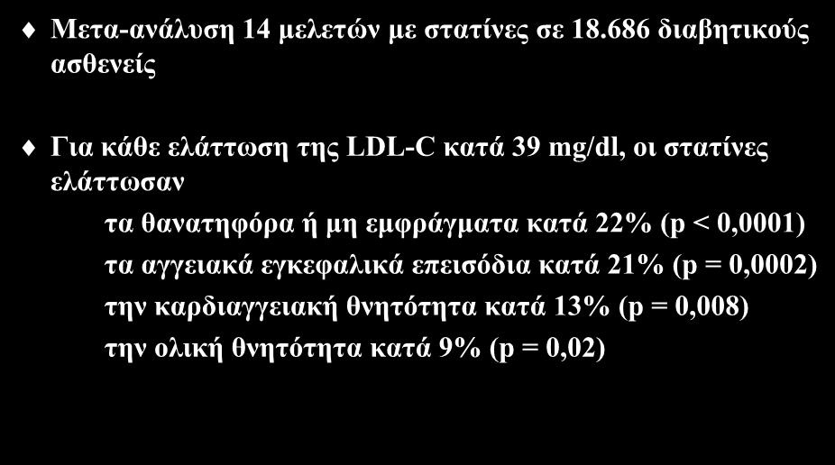 Οθέιε ησλ ζηαηηλώλ ζηνλ ζαθραξώδε δηαβήηε Μεηα-αλάιπζε 14 κειεηώλ κε ζηαηίλεο ζε 18.