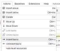 επιλέξτε κάθε μία από τις δύο αυτές φάσεις και στο μενού επιλέξτε Actions Indent Tasks Το πλάνο σας, μέχρι αυτό το