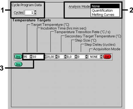 8.5 Προγραμματισμός του οργάνου LightCycler Για την ανίχνευση του DNA παρβοϊού B19, δημιουργήστε ένα προφίλ θερμοκρασίας στο όργανο LightCycler σύμφωνα με τα ακόλουθα τρία βήματα (βλέπε Εικ. 3-5). A.