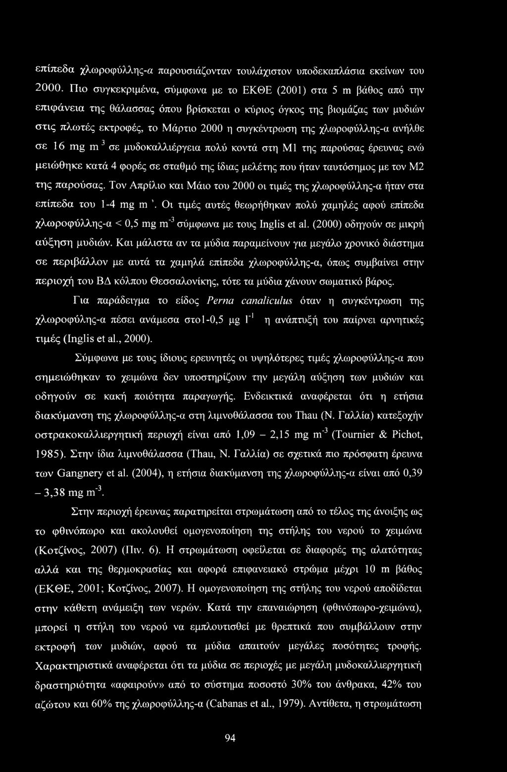 επίπεδα χλωροφύλλης-α παρουσιάζονταν τουλάχιστον υποδεκαπλάσια εκείνων του 2000.