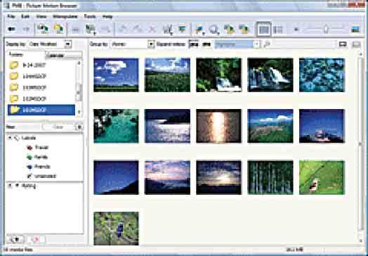 Αντιγραφή εικόνων στον υπολογιστή σας με χρήση του "Picture Motion Browser" Προβολή εικόνων στον υπολογιστή σας Όταν η εισαγωγή ολοκληρωθεί, ξεκινάει το "Picture Motion Browser".