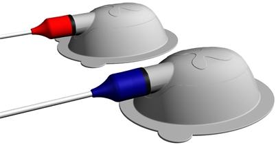 Μπλε προσαρμογέας συνδέσμου αφτιού για το αριστερό αφτί D. Κόκκινος προσαρμογέας συνδέσμου αφτιού για το δεξί αφτί 2.