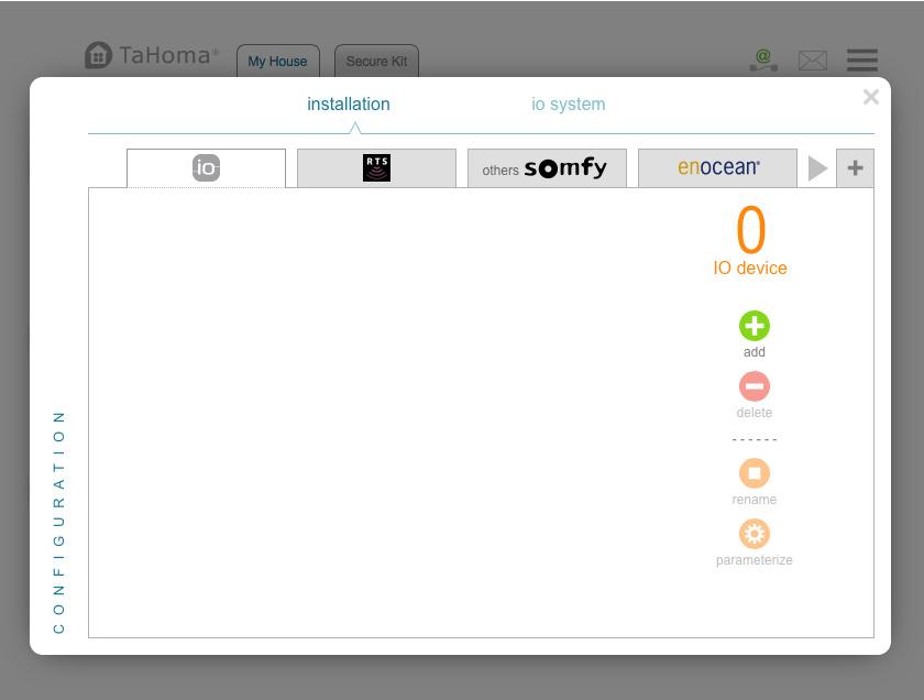 TaHoma I Το σπίτι μου I Εγκατάσταση 3.1 Προσθέστε συσκευές (1/2) Το σύστημα TaHoma είναι συμβατό με μεγάλη γκάμα συσκευών Somfy και συνεργαζόμενων κατασκευαστών.