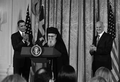 1 2 3 4 (1) Archbishop Demetrios addresses President Barack Obama and Prime Minster of Greece George Papandreou at the Greek