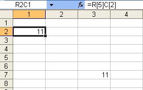 1.6. TIPOVI ADRESIRANJA. KOPIRANJE FORMULA 21 kolone), tada relativnu adresu ćelije A2 u odnosu na ćeliju C7 možemo opisati relativnom adresom R[-5]C[-2] u stilu R1C1 (Slika 1.11b).