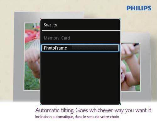 Ζουμ και περικοπή φωτογραφίας Με το PhotoFrame, μπορείτε να κάνετε ζουμ σε μια φωτογραφία, να την περικόψετε και να την αποθηκεύσετε ως νέα φωτογραφία. 1 Σε λειτουργία slideshow, πατήστε MENU.