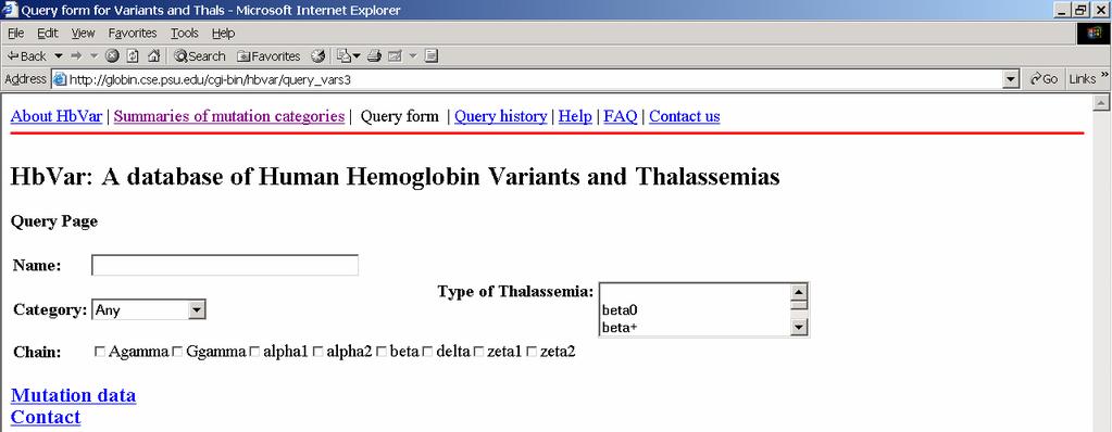 Βάση δεδομένων για τα σφαιρινικά γονίδια Hardison et al.