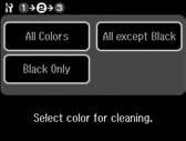 În următorul pas, selectaţi culoarea care prezintă o defecţiune pe mostra de verificare a duzei. В следващата стъпка изберете цвят, който показва дефект в образеца за проверка на дюзата.