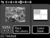 Ако изберете Place photos manually, разположете снимките, както е показано на (1) или оставете празно, както е показано на (2). Bir fotoğraf seçin.