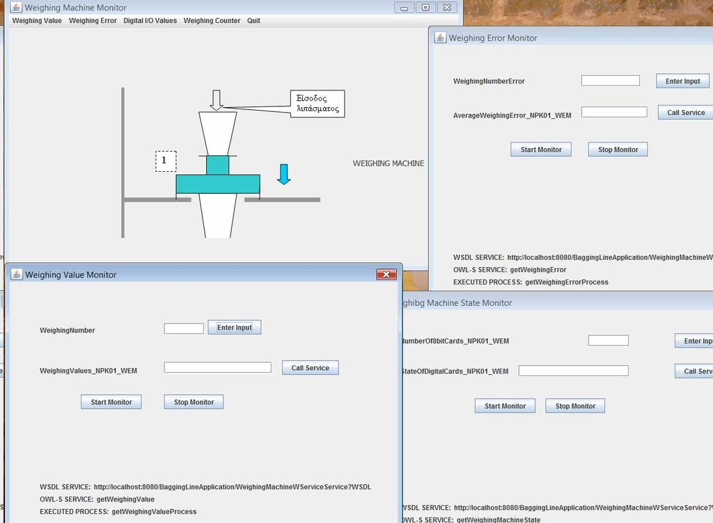 6.5 Υλοποίηση εφαρµογής πελάτη των υπηρεσιών για την επιτήρηση του αυτόµατου ζυγού της γραµµής συσκευασίας Για την πληρέστερη παρουσίαση των δυνατοτήτων που προσφέρονται από το σύστηµα υπηρεσιών που