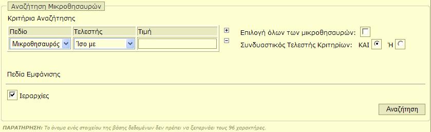 κλικ σε κάποια ιεραρχία/μικροθησαυρό για προβολή της αντίστοιχης κάρτας.