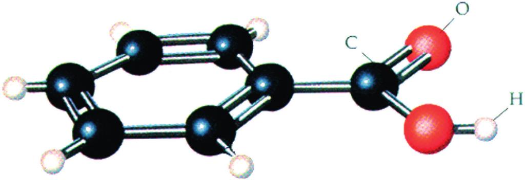 (4.3.) Βενζοϊκό οξύ Το βενζοϊκό οξύ είναι το απλούστερο αρωματικό οξύ και προκύπτει θεωρητικά αν αντικαταστήσουμε ένα υδρογόνο του βενζολίου με καρβοξύλιο.