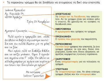 περιεχόμενό τους. Ταυτόχρονα ζήτησε από τα παιδιά να ανοίξουν το Τετράδιο Εργασιών της Γλώσσας στη σελίδα 70, ώστε να κατανοήσουν τον τρόπο και τη φιλοσοφία σύνταξης μιας επιστολής.