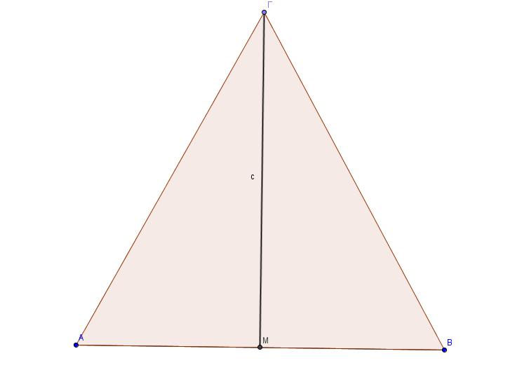 10. Προσοχή σε λάθη από την Γεωμετρία - Ίσα διανύσματα σημαίνει και παράλληλα 1. Ισοσκελές Τρίγωνο Έστω το παρακάτω ισοσκελές τρίγωνο με Μ μέσο του ΑΒ.