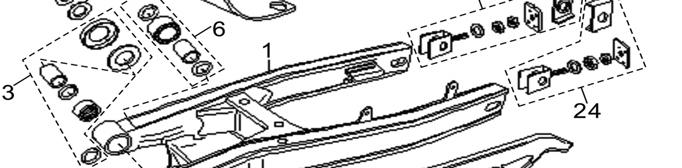 REAR SWINGING ARM-45 1 52110-SM10-0000 SWINGING ARM ASSY, REAR 1 F45-1A 2 90121-14232-000 SHAFT, SWINGING ARM M14 232 1 F15-2 3 9107A-SM10-0000 SHAFT BUSH SET 2 F45-3.4.5.6.