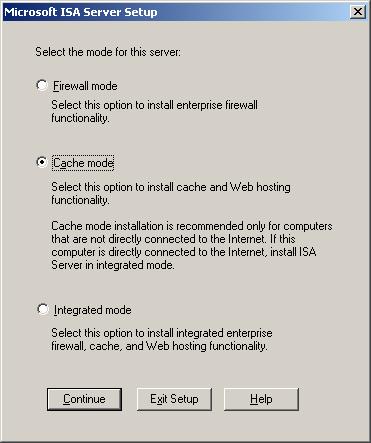 Ορίζεται να λειτουργεί ο MS ISA Server σε cache mode, ώστε να αποθηκεύει προσωρινά την πληροφορία που προσπελαύνουν οι χρήστες µέσω διαδικτύου.