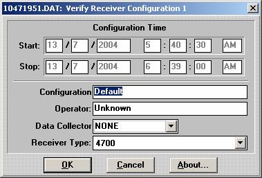 - στο δέκτη (Verify Receiver Configuration): ο τύπος του δέκτη [εικόνα 4.