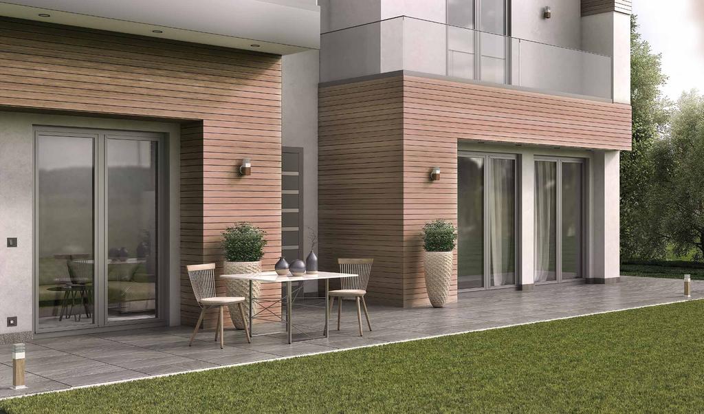 Cladding profiles can be easily supported on a simple aluminium or WOODEE transom structure and alternatively (e.g. in case of external wall insulation) on a more sophisticated ALUMIL support system, as M7000.