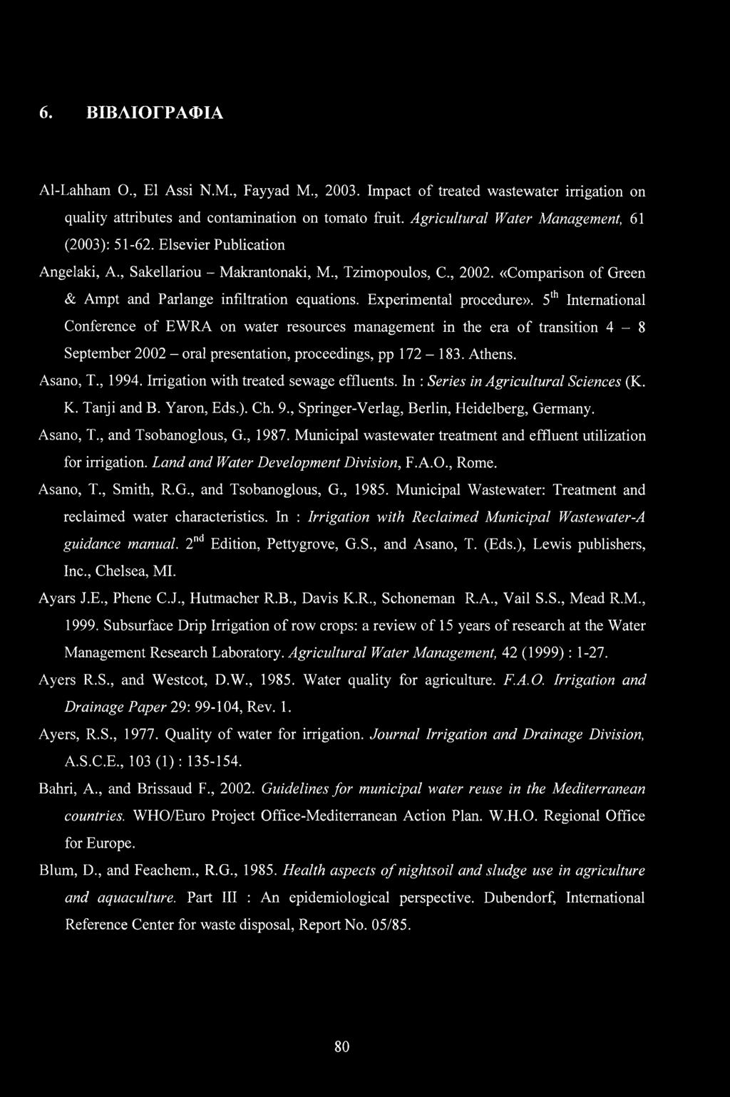 «Comparison of Green & Ampt and Parlange infiltration equations. Experimental procedure».