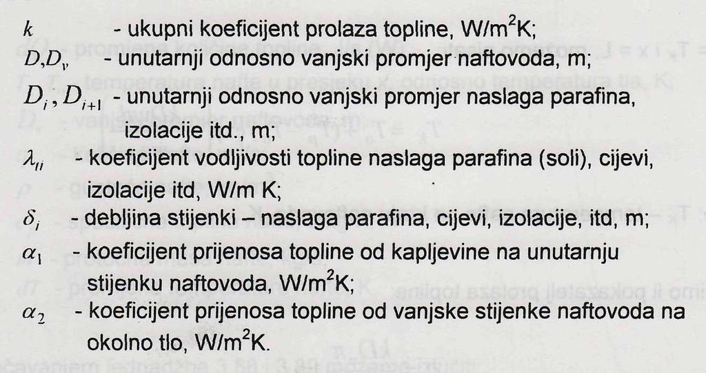 Tolinski roračn natovoda: Konačna teeratra nate na kraj natovoda jednaka je: T T + ( T T )ex( a) K 0 0 gdje je a okazatelj rijenosa toline jednak: kvπ a c K kni koeicijent rolaza toline,w/ K c