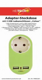 άλλα Για χρήση σε εσωτερικούς χώρους Χρώμα: Πράσινο 04002264 HEITECH 4250040922640 197100-0098 04002264 ΠΡΙΖΑ ΣΟΥΚΟ ΜΕ 2 USB ΡΟΖ Φορτίστε τις συσκευές σας κατευθείαν από το πολύπριζο ασφαλείας με USB