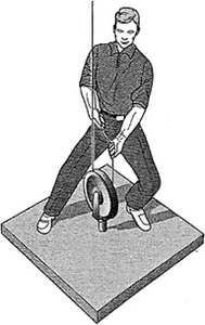 10_Newton/e_10_8_091.html The man in the figure below weighs 180 lb; the platform and at tached frictionless pulley weigh a total of 43 lb. Ignore the weight of the rope.