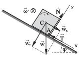 m = w x - T ma Cy = N - w y () ( ) = mgµ - nn m d x C /dt +'/ m'/ = N - mg%' ( ) * (3) Σχήµα 16 Εξάλλου ο θεµελιώδης νόµος της στροφικής κίνησης δίνει για τον κύβο την στιγµή t=0 την σχέση: (C) () =