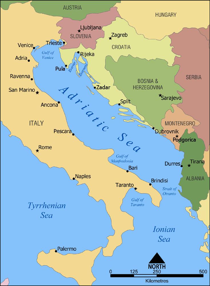 Εικόνα 4: Περιοχή που βρέχει η Αδριατική θάλασσα, Πηγή:https://en.wikipedia.