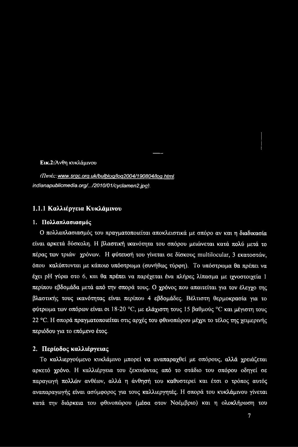 Εικ.2:Άνθη κυκλάμινου (Tlnvéc: www. srac.ora. uk/bulblop/loo2004/190804/log. html. indianapublicm edia.org/.../2010/01/cyclamen2.jpg). 1.1.1 Κ αλλιέργεια Κ υκλάμινου 1.