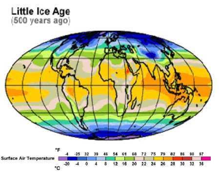 Σχήμα 1.5: Μεταβολή της θερμοκρασίας στον πλανήτη, τα τελευταία 18,000 χρόνια Η μικρή εποχή των παγετώνων (Little Ice Age), τοποθετείται πριν από 550-200 χρόνια.