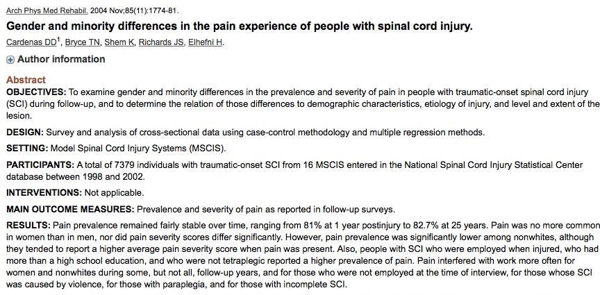 Bryce TN, Ragnarsson KT. Epidemiology and classification of pain after spinal cord injury. Top Spinal Cord Inj Rehabil.