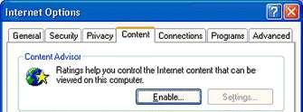 Content advisor / Internet explorer