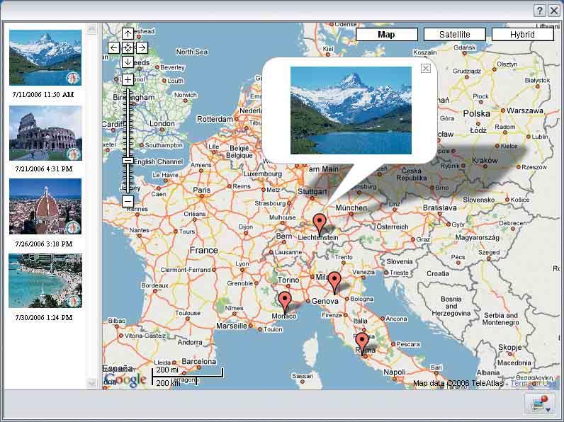 Χρήση του "Picture Motion Browser" (παρέχεται) Χρήση του Map View για να προβάλλετε ακίνητες εικόνες σε χάρτη Εάν οι ακίνητες εικόνες σας έχουν πληροφορίες θέσης, μπορείτε να δείτε τις εικόνες στους