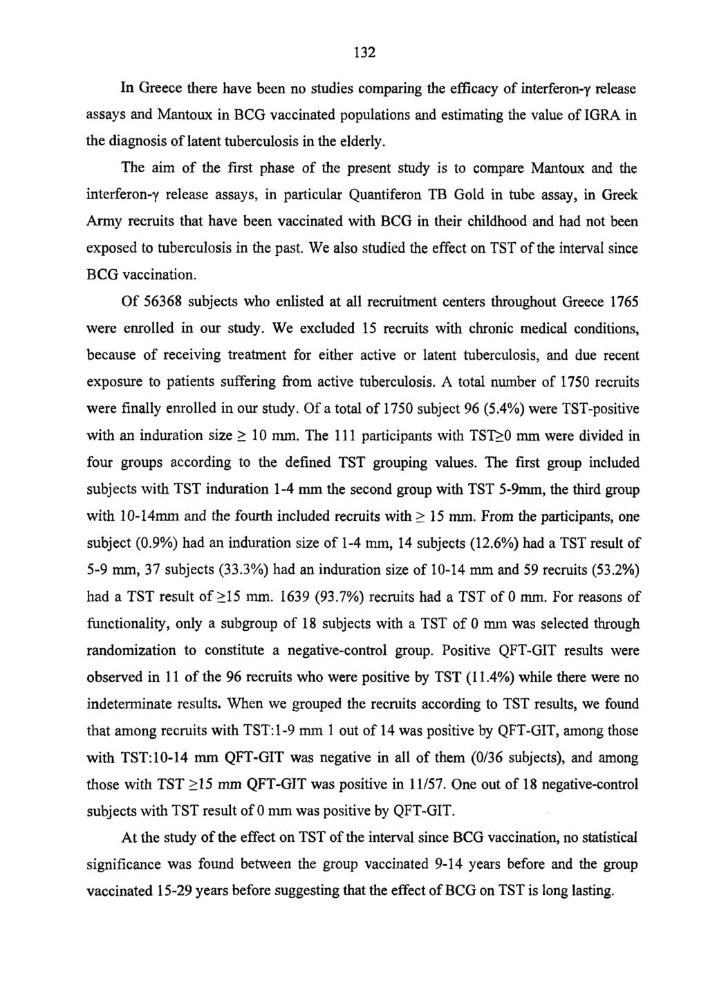 132 In Greece there have been no studies comparing the efficacy of interferon-γ release assays and Mantoux in BCG vaccinated populations and estimating the value of IGRA in the diagnosis o f latent