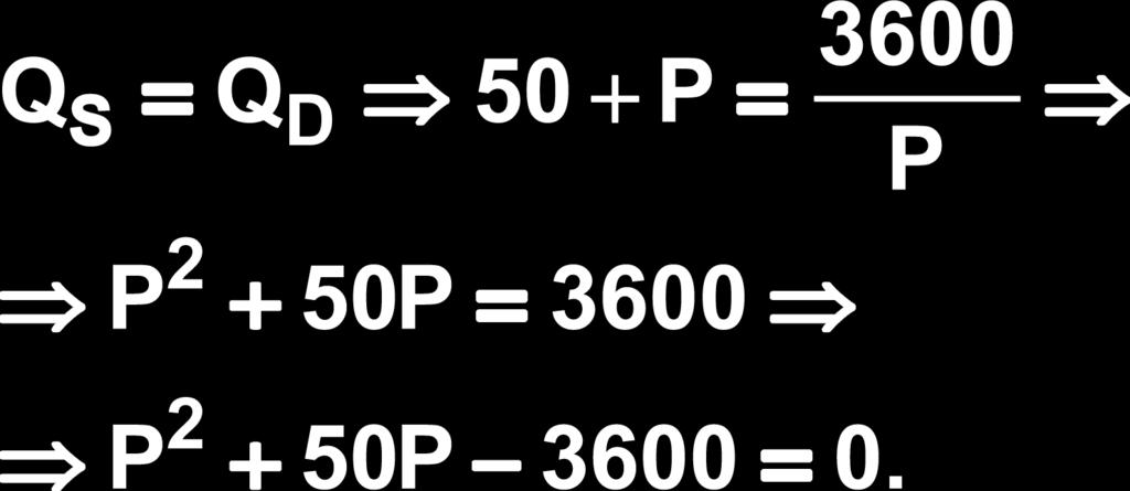 3. α) Η τιμή ισορροπίας δίνεται από τη σχέση: Οι λύσεις της εξίσωση είναι Ρ 1 = 40 και Ρ 2 = - 90 (απορρίπτεται). Άρα, τιμή ισορροπίας Ρ 1 = 40 χρηματικές μονάδες.