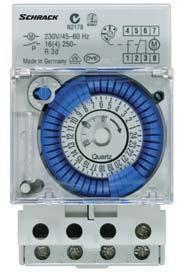 W ANALOG DIN-RAIL TIME SWITCH QUARTZ, SERIES TEMPUS ANALOG 244 W SCHRACK-INFO Analogue time switch 1 channel Daily program With power reserve (NiMH rechargeable battery) Synchronised with mains