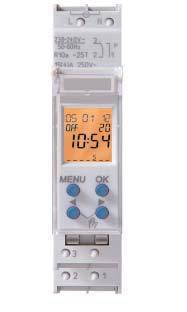 W DIGITAL WEEKLY TIME SWITCH, 1 CO CONTACT, SMALL Digital time switch with weekly program Holiday program 1 channel Display backlight (switchable) 56 memory locations PIN code Duo Fix spring clamp