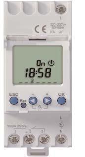 W DIGITAL DAY/WEEK TIMER 1 CO, 16A 246 Digital time switch with daily and weekly program 1 Channel 28 Memorys User interface with icons on the display Screw terminals Automatic summer-/winter time