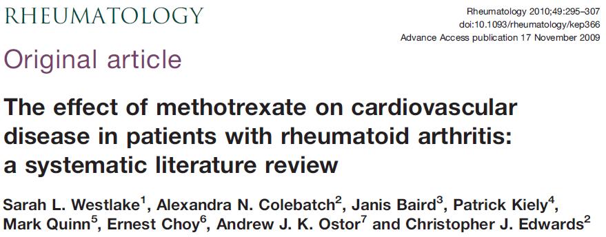 reducing the inflammation in RA using MTX not only improves disease-specific outcomes but may