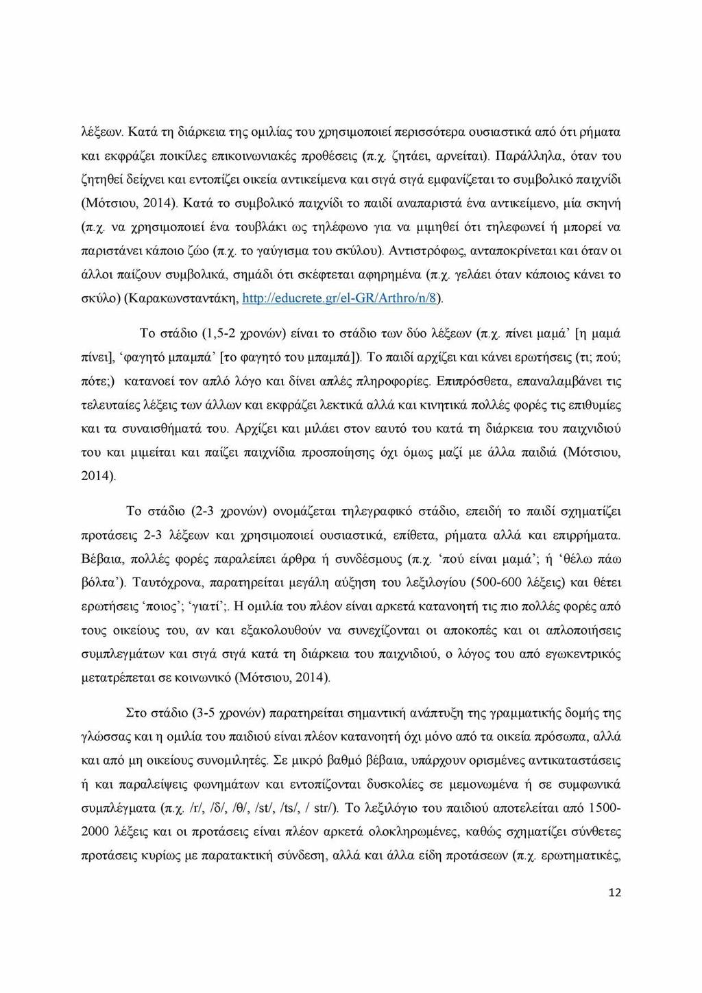 λέξεων. Κατά τη διάρκεια της ομιλίας του χρησιμοποιεί περισσότερα ουσιαστικά από ότι ρήματα και εκφράζει ποικίλες επικοινωνιακές προθέσεις (π.χ. ζητάει, αρνείται).