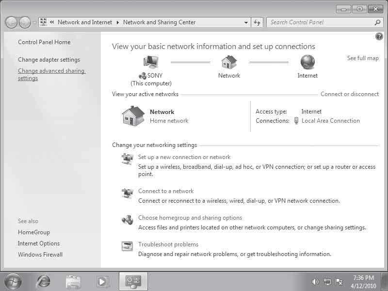 5 Изберете [Change advanced sharing settings] (Изменете ги напредните параметри за споделување). 8 Изберете [Allow All] (Дозволи сè). 6 Изберете [Choose media streaming options.