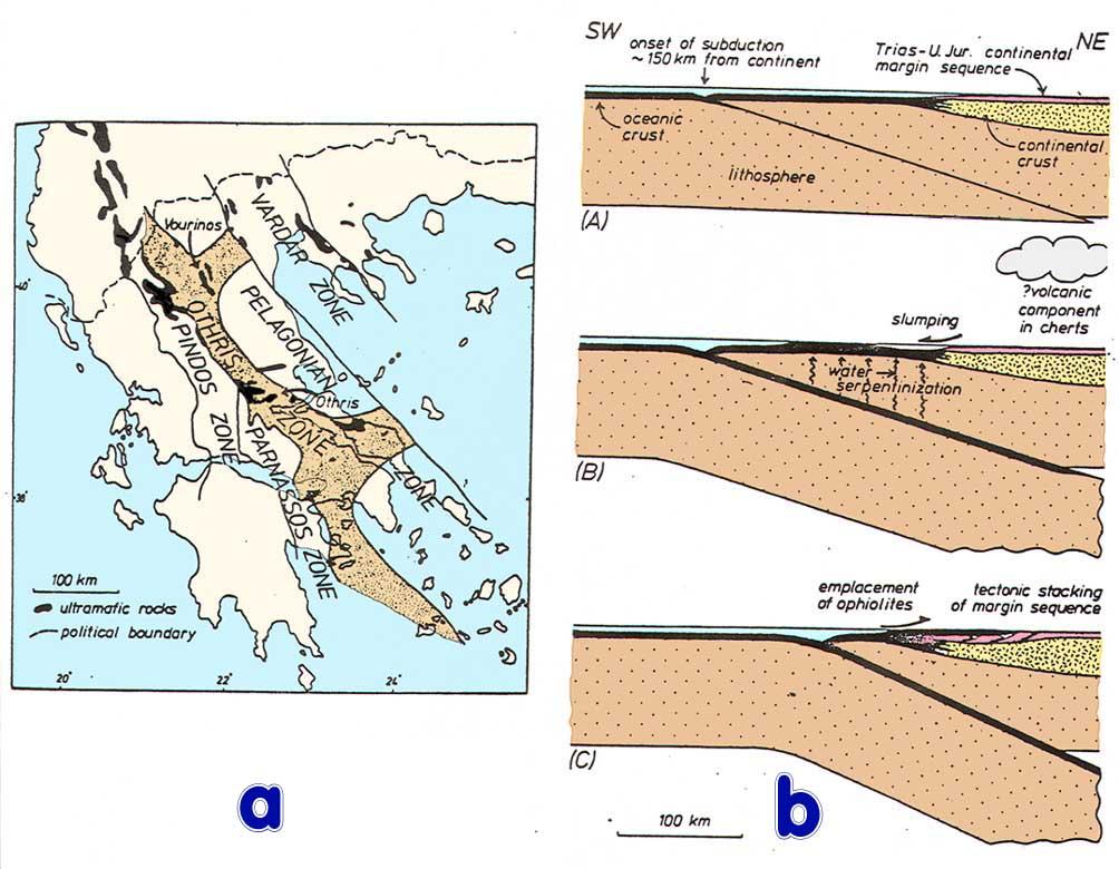 Μεταβατικά στρώματα (Μαιστρίχτιο Παλαιόκαινο) : Στρώματα μεταβατικά προς φλύσχη, εναλλαγές πλακωδών ασβεστόλιθων, ασβεστομαργαϊκών υλικών, ψαμμιτών και λατυποπαγών ασβεστόλιθων, με ορίζοντα μαύρων