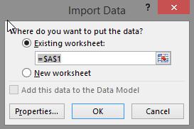 Το Excel εισάγει τα δεδομένα σας σε δύο στήλες.