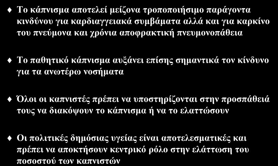 Σπκπεξάζκαηα Τν θάπληζκα απνηειεί κείδνλα ηξνπνπνηήζηκν παξάγνληα θηλδχλνπ γηα θαξδηαγγεηαθά ζπκβάκαηα αιιά θαη γηα θαξθίλν ηνπ πλεχκνλα θαη ρξφληα απνθξαθηηθή πλεπκνλνπάζεηα Τν παζεηηθφ θάπληζκα