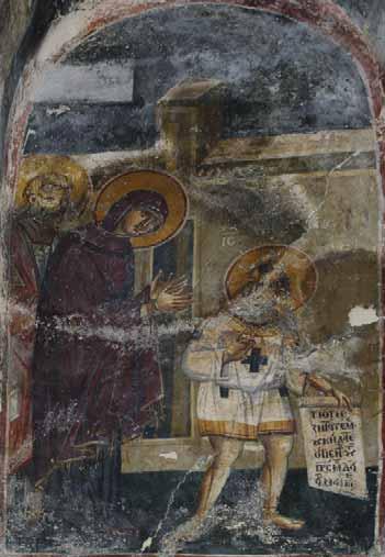Наспрам њих су фронталне фигуре светог Астија, епископа драчког, 99 и светог Исавра, атинског ђакона, пострадалог у Аполонији.