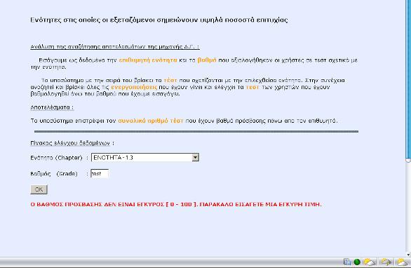 αλφαριθµητικό ή ένα αριθµό εκτός της βαθµολογούµενης κλίµακας των τεστ (0