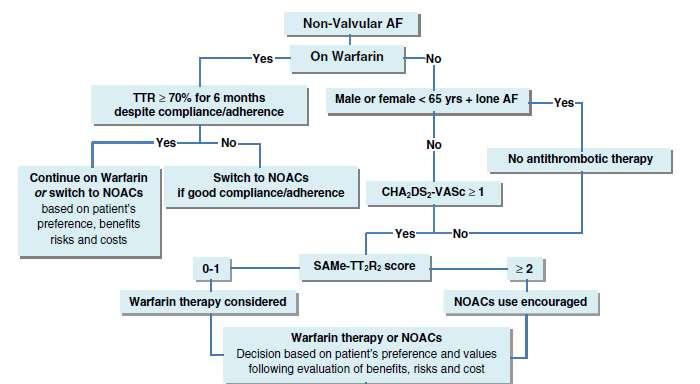 algorithm for the management of oral anticoagulation in