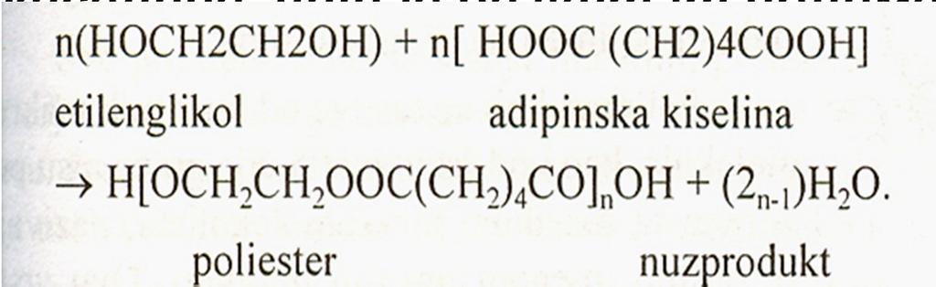 Увод: Врсте полимеризације Кондензациона полимеризација Представља реакцију полимеризације између два мономера, при којој се, за разлику од случаја адиционе полимеризације, добија полимер који се по