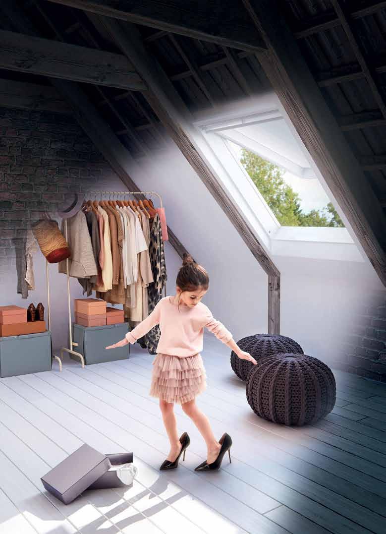 SVETLI PROSTORI V MANSARDI za majhne in velike. Izkoristite prazne prostore pod streho: uporabite strešna okna VELUX, da bo soba razkošno osvetljena z naravno svetlobo.