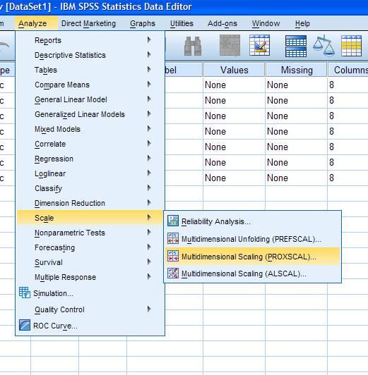 MDS στο SPSS Εικόνα 1: PROXSCAL.